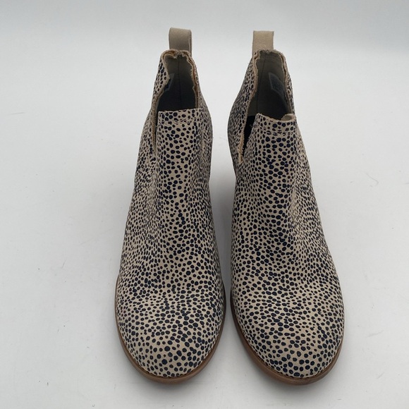 Toms Speckled Ankle Booties Black Cream wedge women 7.5 suede polka dot casual - Picture 4 of 13